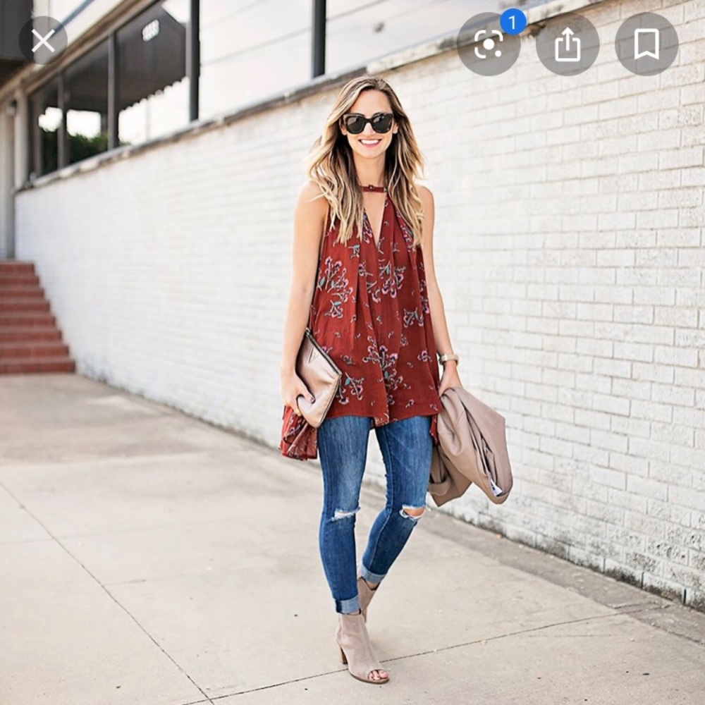 Free People Rust Floral Sleeveless Mini Dress
